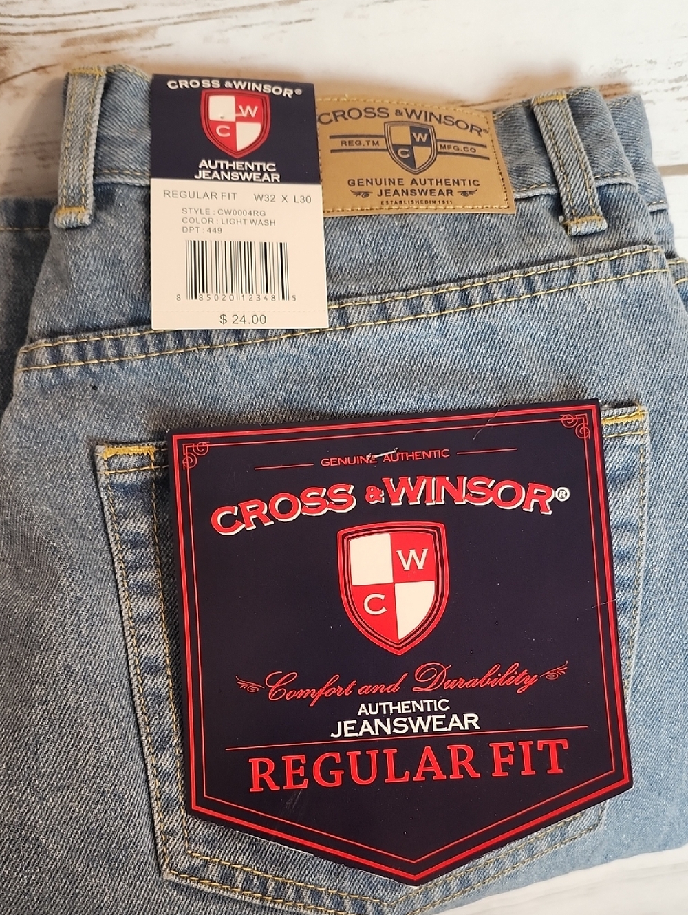 Men's Cross & Winsor NWT Light Wash Blue Regular Fit Jeans 32x30